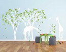 Cherry Blossom Tree with Giraffe Decal,  Birds and Butterlfies. Gender Neutral Wall Stickers, Baby Room Decor